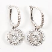 18CT WHITE GOLD & DIAMOND DROP EARRINGS