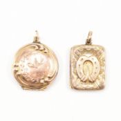 TWO ANTIQUE 9CT GOLD FRONT & BACK LOCKETS