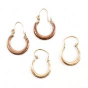 TWO PAIRS 9CT GOLD HOOP EARRINGS
