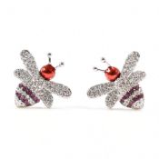 925 SILVER & CUBIC ZIRCONIA SET BEE STUD EARRINGS