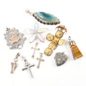 COLLECTION OF ASSORTED SILVER NECKLACE PENDANTS