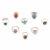 EIGHT VINTAGE SILVER RINGS