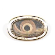 GEORGIAN ANTIQUE GOLD ENAMELLED MOURNING BROOCH