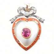 VICTORIAN RUBY DIAMOND & MOTHER OF PEARL HEART PENDANT