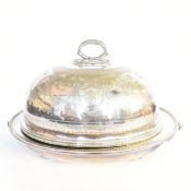 VICTORIAN ANTIQUE SILVER PLATED MEAT PLATTER & COVER