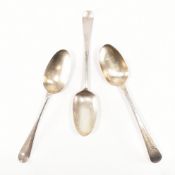 THREE 18TH CENTURY SILVER HALLMARKED TABLE SPOONS