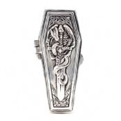 SILVER PLATED COFFIN SHAPED VESTA CASE