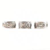 SET OF THREE SILVER ASTROLOGY INTEREST ZODIAC NAPKIN RINGS