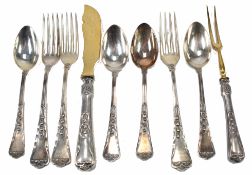 SELECTION OF ART NOUVEAU STYLE SILVER FLATWARE