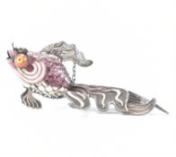 LARGE CHINESE CLOISSONNE ENAMEL SILVER FISH