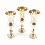 A SET OF THREE 1920S SILVER HALLMARKED JEWISH KIDDUSH CUPS