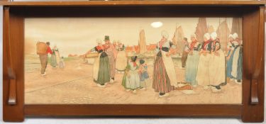 LIBERTY & CO. ARTS & CRAFTS OVERMANTLE WITH PRINT