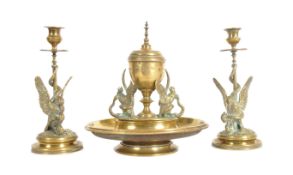 19TH CENTURY BRONZE EAGLE & SNAKE DESK SET