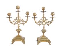 PAIR OF 19TH CENTURY GILT BRASS CANDELABRA