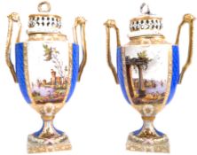 PAIR OF 19TH CENTURY MEISSEN PORCELAIN URNS
