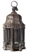 LATE 19TH CENTURY BRASS WORKED HANGING LANTERN LIGHT
