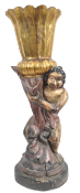 HAND CARVED WOODEN STATUE CHERUB STATUE / TORCHIERE