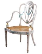 EARLY 20TH CENTURY HAND PAINTED SHIELD BACK CHAIR