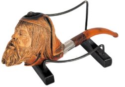 EARLY 20TH CENTURY MEERSCHAUM SILVER & AMBER TOBACCO PIPE