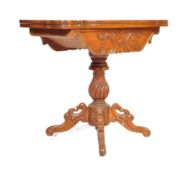 19TH CENTURY GAMES TABLE WITH CARVED BACK RAIL