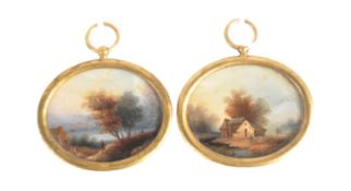PAIR OF 19TH CENTURY LANDSCAPE OIL MINIATURES