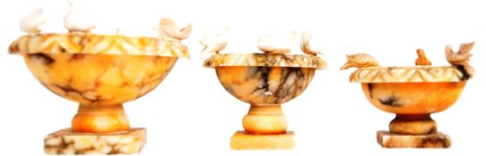 COLLECTION OF SOAP STONE BIRD BATHS