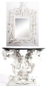 BAROQUE REVIVAL CONSOLE TABLE AND CHERUB MIRROR