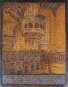 19TH DRAWN & WOOD CARVING OF HOLY TRINITY CHURCH COVENTRY