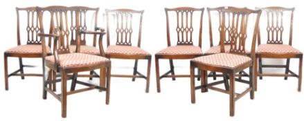 SET OF EIGHT 19TH CENTURY CHIPPENDALE MANNER DINING CHAIRS