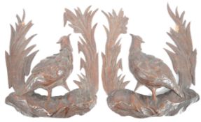 PAIR OF BLACK FOREST CARVED BIRD WALL PLAQUES