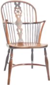 19TH CENTURY YEW & ELM WINDSOR ARMCHAIR