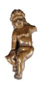 18TH CENTURY CARVED WOOD PAINTED CHERUB WALL FIGURINE