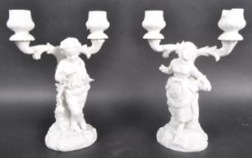 PAIR OF EARLY 20TH CENTURY PARIAN FIGURAL CANDLESTICKS
