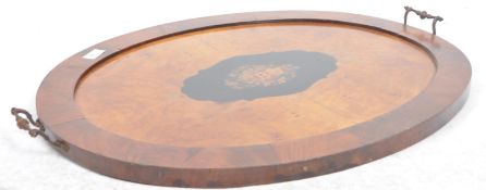 19TH CENTURY VICTORIAN MAHOGANY MARQUERTY INLAY TRAY
