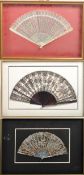 WITHDRAWN FROM SALE COLLECTION OF THREE FRAMED HAND FANS