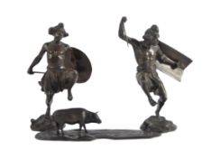 GROUP OF 20TH CENTURY BRONZE FIGURES OF HUNTERS