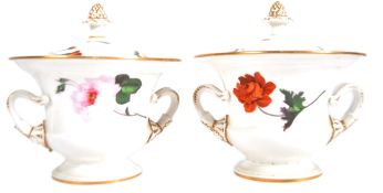 PAIR OF 19TH CENTURY PORCELAIN LIDDED URNS