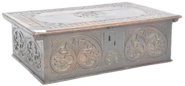 17TH CENTURY CARVED OAK BIBLE BOX