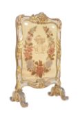 19TH CENTURY GILT BRASS TAPESTRY FIRE SCREEN