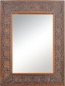 19TH CENTURY ARTS & CRAFTS CARVED OAK MIRROR