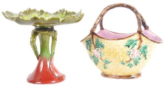TWO PIECES OF 19TH CENTURY VICTORIAN MAJOLICA