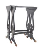 CHINOISERIE CHINESE BLACK LACQUER NEST OF TABLES