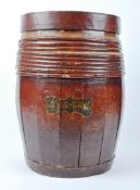 LARGE 19TH CENTURY SHIPPING SPICE BARREL WITH LID