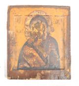 HAND PAINTED RELIGIOUS RUSSIAN ICON OF MADONNA AND CHILD