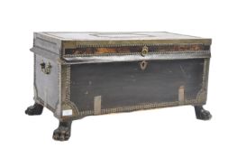 REGENCY PERIOD LEATHER AND BRASS BOUND CAMPAIGN CHEST