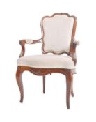 19TH CENTURY FRENCH CARVED WALNUT ARMCHAIR
