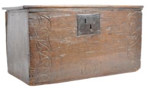 17TH CENTURY OAK CARVED BIBLE BOX