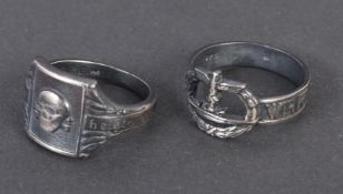 TWO WWII SECOND WORLD WAR GERMAN THIRD REICH OFFICERS RINGS