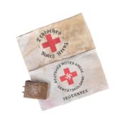 WWII SECOND WORLD WAR GERMAN RED CROSS ARMBANDS & BELT BUCKLE