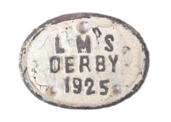 RAILWAYANA - LMS DERBY 1925 LOCOMOTIVE WORKSPLATE